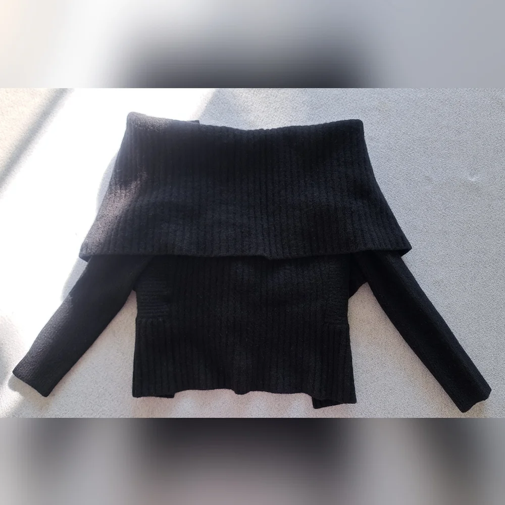 All Saints Black Ribbed Women's Knit Sweater - Picture 3 of 11